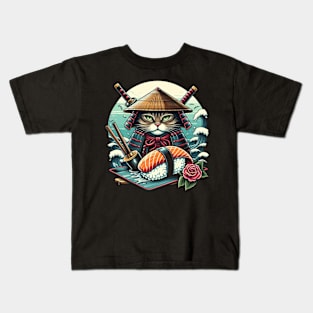 Cute Samurai Sushi Cat | Women’s Funny Japanese Cat Lover Kids T-Shirt